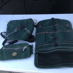 3 piece set - Kipling cosmetic bag mini back pack and hanging toiletry bag